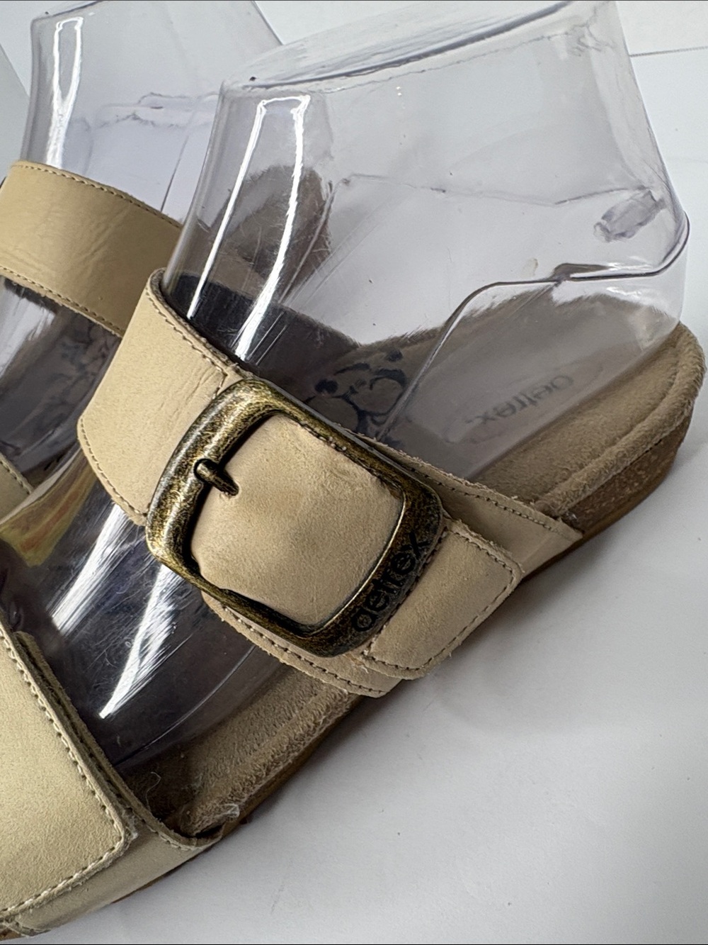 Aertrex Daisy Beige Buckle Strap Women's Slide Sandal - Picture 4 of 8